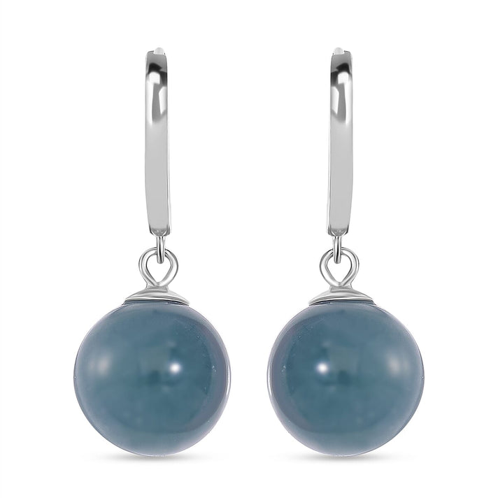 Natural Type A Olmec Jadeite Drop Earrings in Rhodium Overlay Sterling Silver 7974213 1