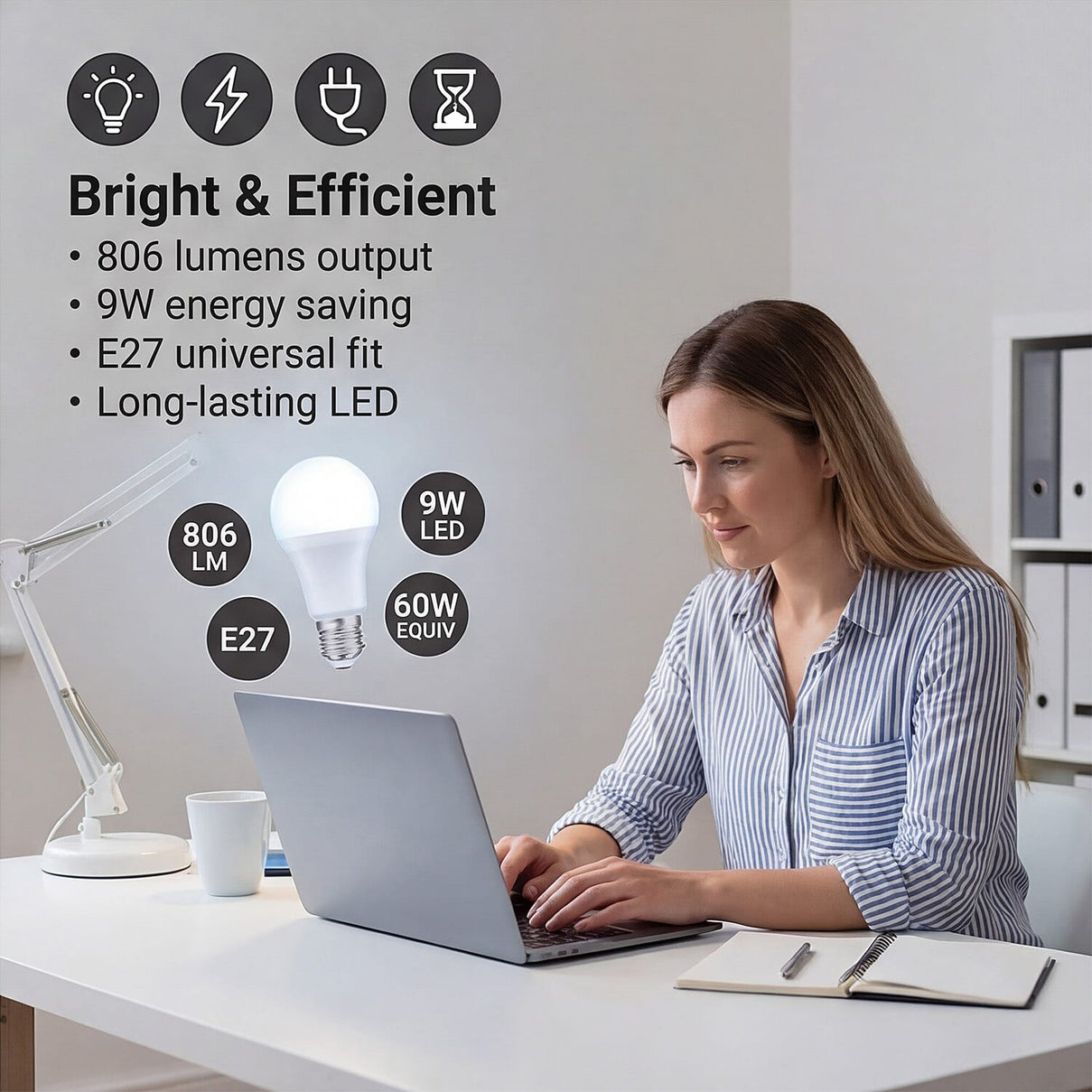 Alpina Smart Wi-Fi E27 LED Bulb (9W) | Dimmable LED Bulb with Alpina Smart Home App - Amazon Alexa - Google Home V32352354 4