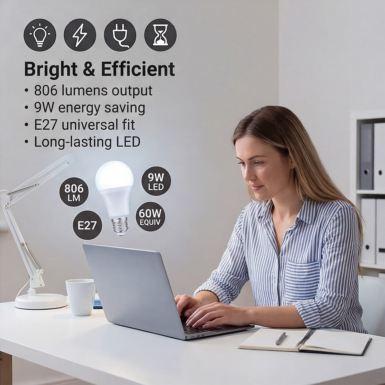Alpina Smart Wi-Fi E27 LED Bulb (9W) | Dimmable LED Bulb with Alpina Smart Home App - Amazon Alexa - Google Home V32352354 4