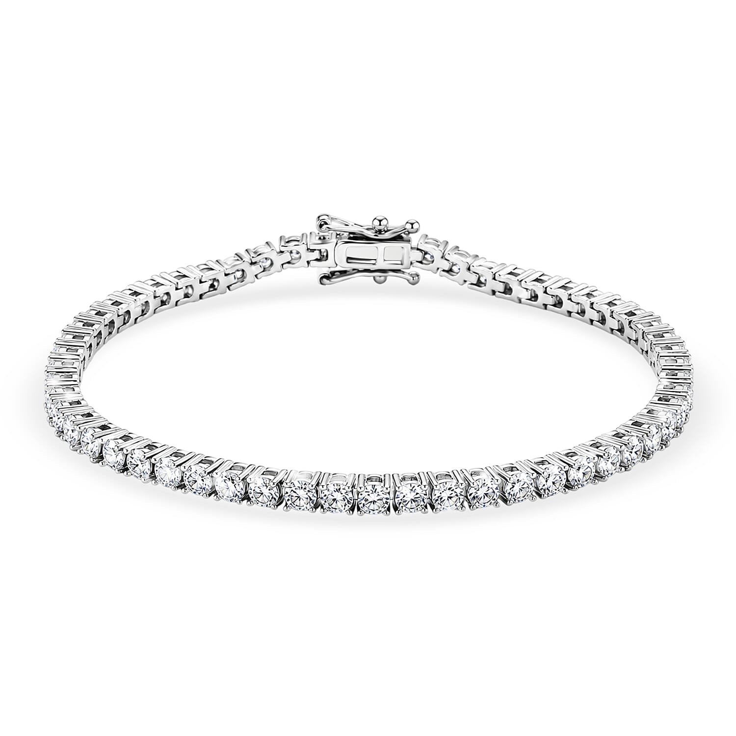 RADIANTA Moissanite - GRA Certified D-VVS1 Moissanite Line Bracelet in Rhodium Overlay Sterling Silver 7 Inch 7978024 0