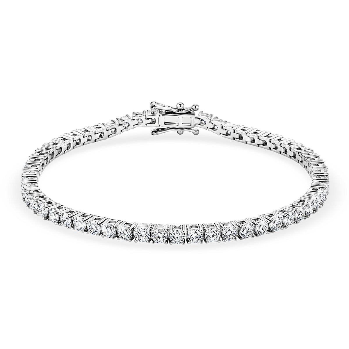 RADIANTA GRA Certified Moissanite D-VVS1 Line Bracelet in Rhodium Overlay Sterling Silver 7.5 Inch 7978050 0