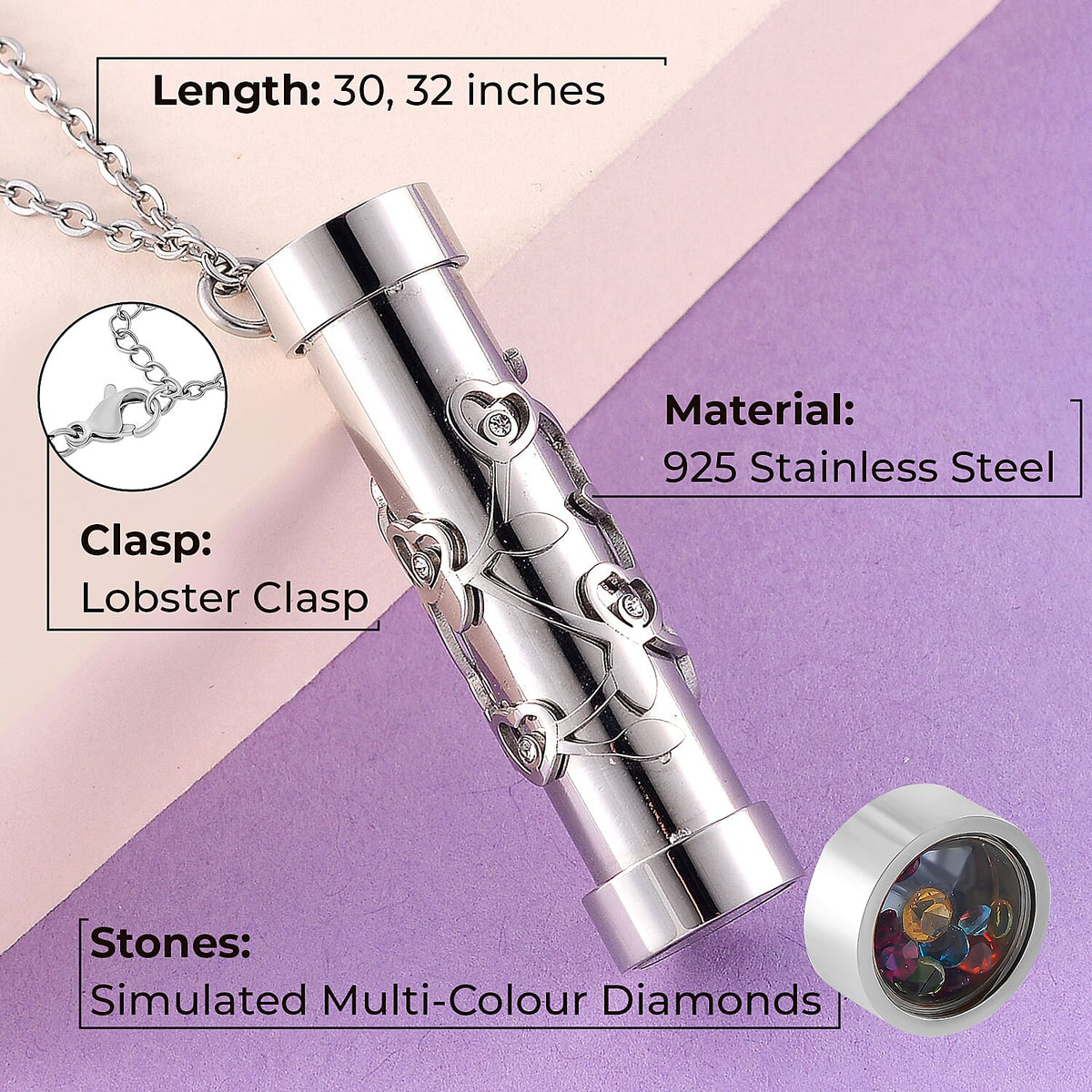 Multi Colour Cubic Zirconia Kaleidoscope Necklace (Size - 30-2 Ext.) V32612864 3