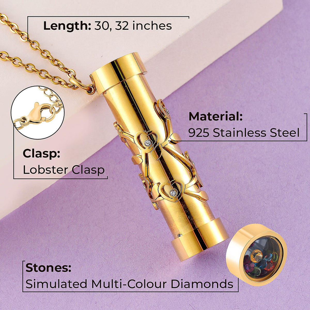 Multi Colour Cubic Zirconia Kaleidoscope Necklace (Size - 30-2 Ext.) V32613557 3
