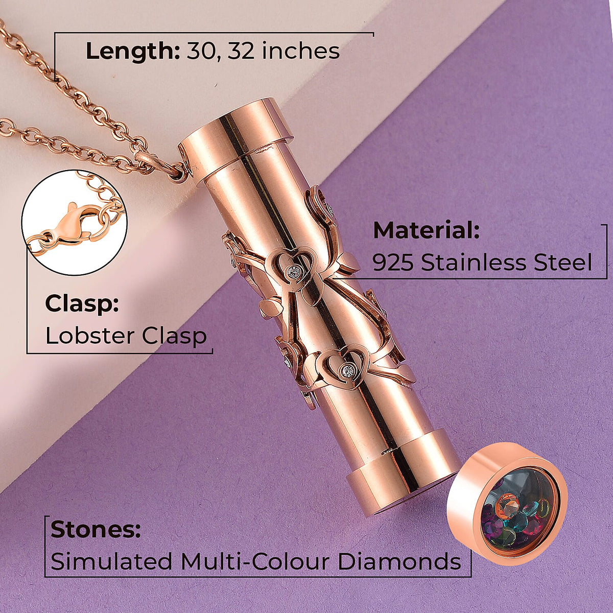 Multi Colour Cubic Zirconia Kaleidoscope Necklace (Size - 30-2 Ext.) V32613573 3