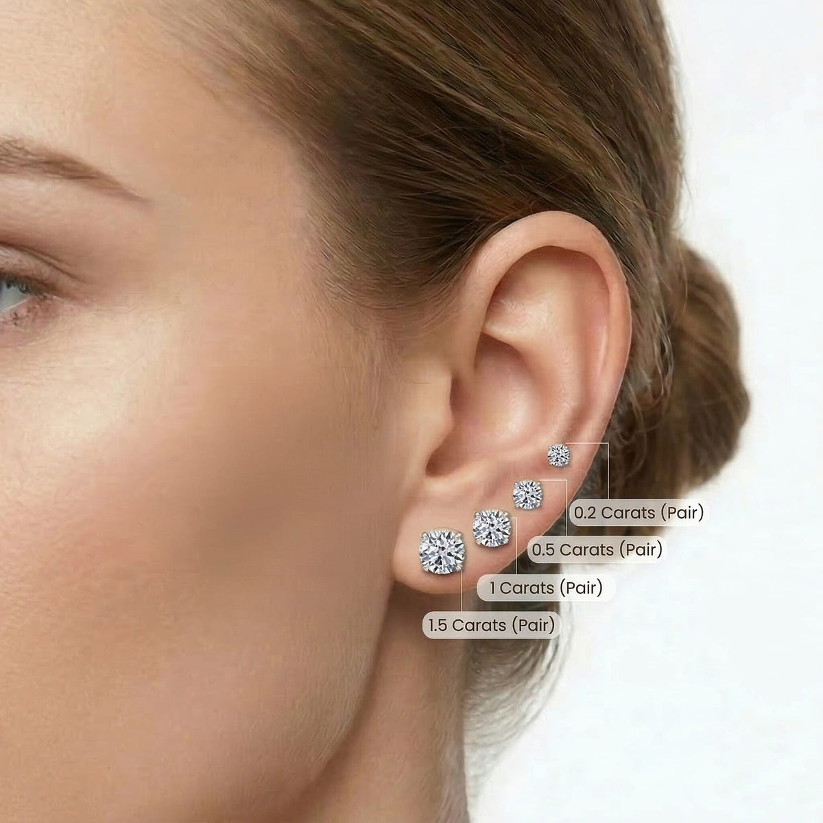 LUXURIANT Lab Grown Diamond Solitaire Stud With Push Back Earring in Platinum Overlay Sterling Silver (I2-GH) 7981375 4