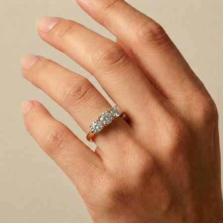 LUXURIANT 1 Ct. Lab Grown Diamond Trilogy Ring in 9K Yellow Gold, SGL Certified (VS-G-H) 7985145 2