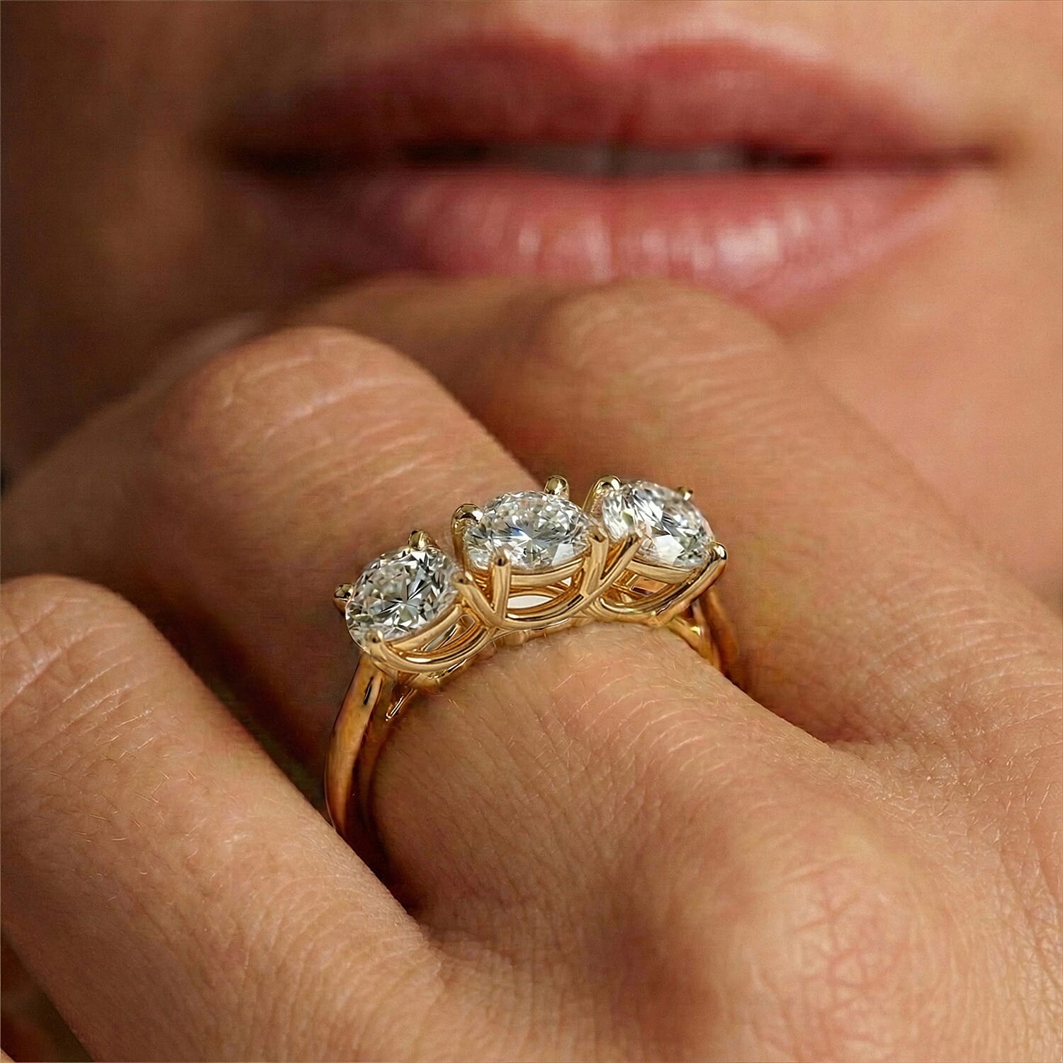 LUXURIANT 1 Ct. Lab Grown Diamond Trilogy Ring in 9K Yellow Gold, SGL Certified (VS-G-H) 7985145 4