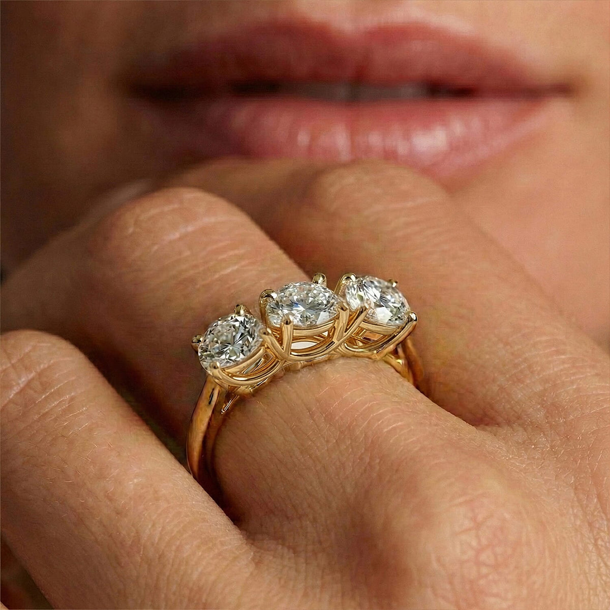 LUXURIANT 1 Ct. Lab Grown Diamond Trilogy Ring in 9K Yellow Gold, SGL Certified (VS-G-H) 7985146 4