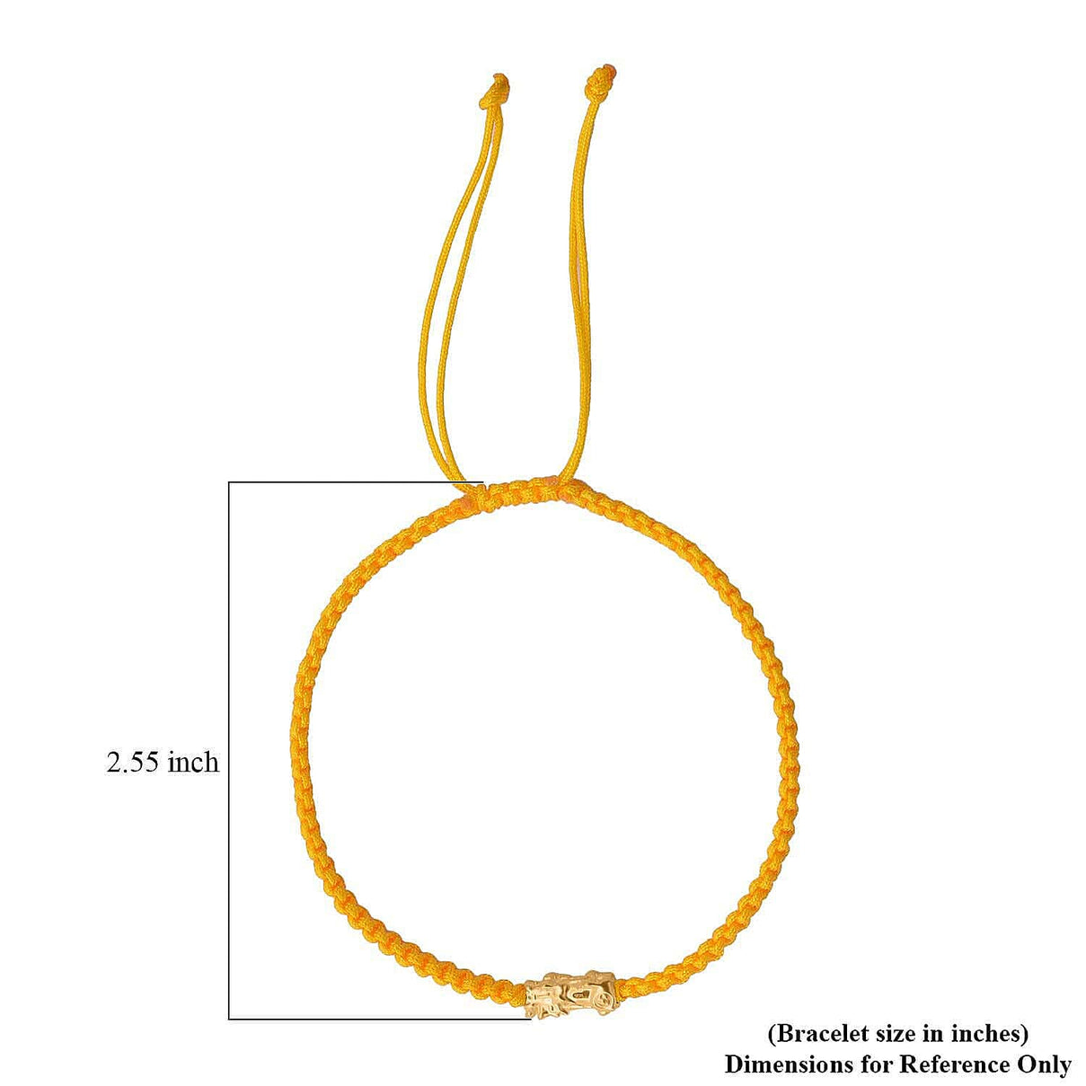 24K Yellow Gold (99.99% Purity) Pixiu Adjustable Bracelet with Yellow Cord 7990783 8