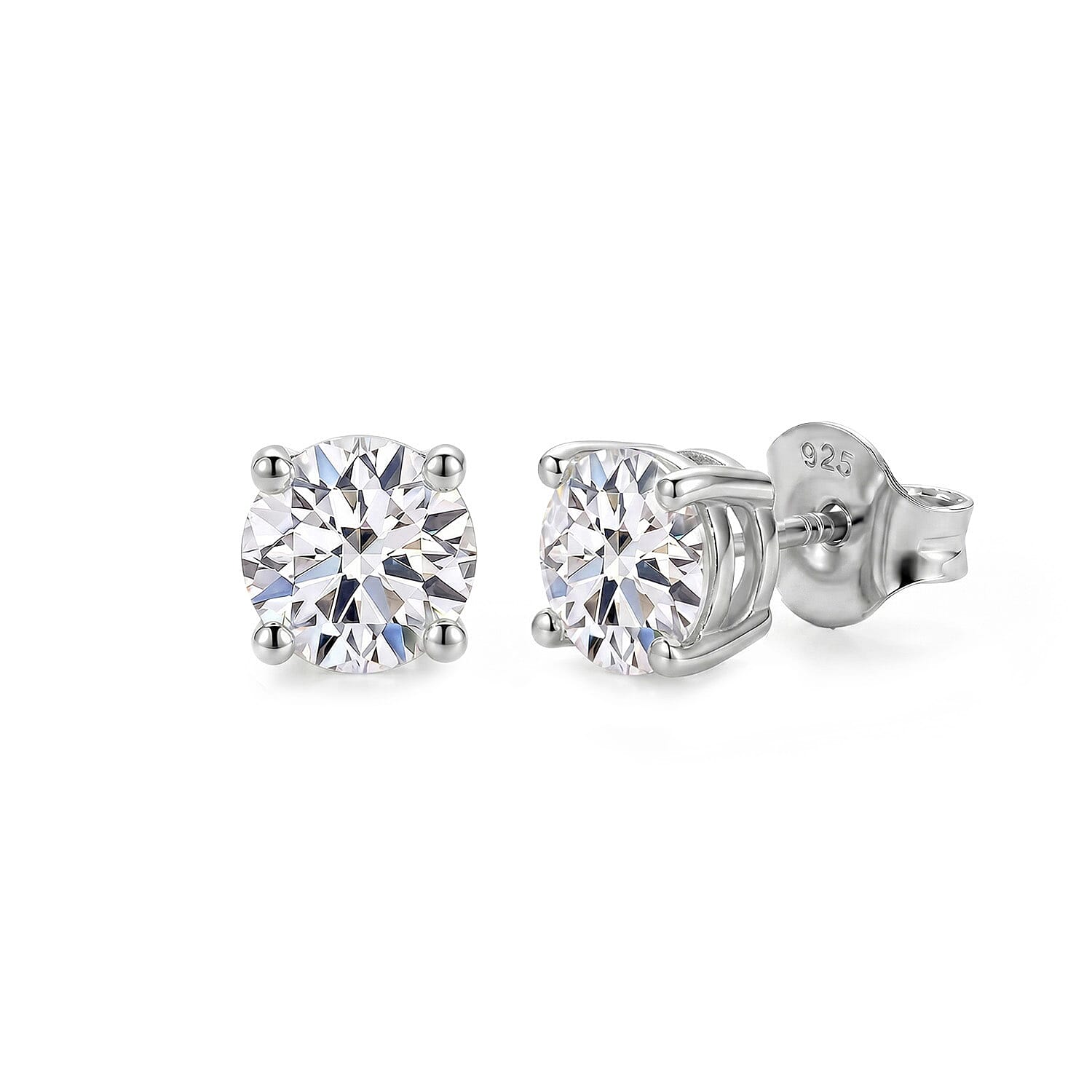 D'Joy Lab Grown Diamond Solitaire Stud Earrings in Platinum Overlay Sterling Silver 7994132 0
