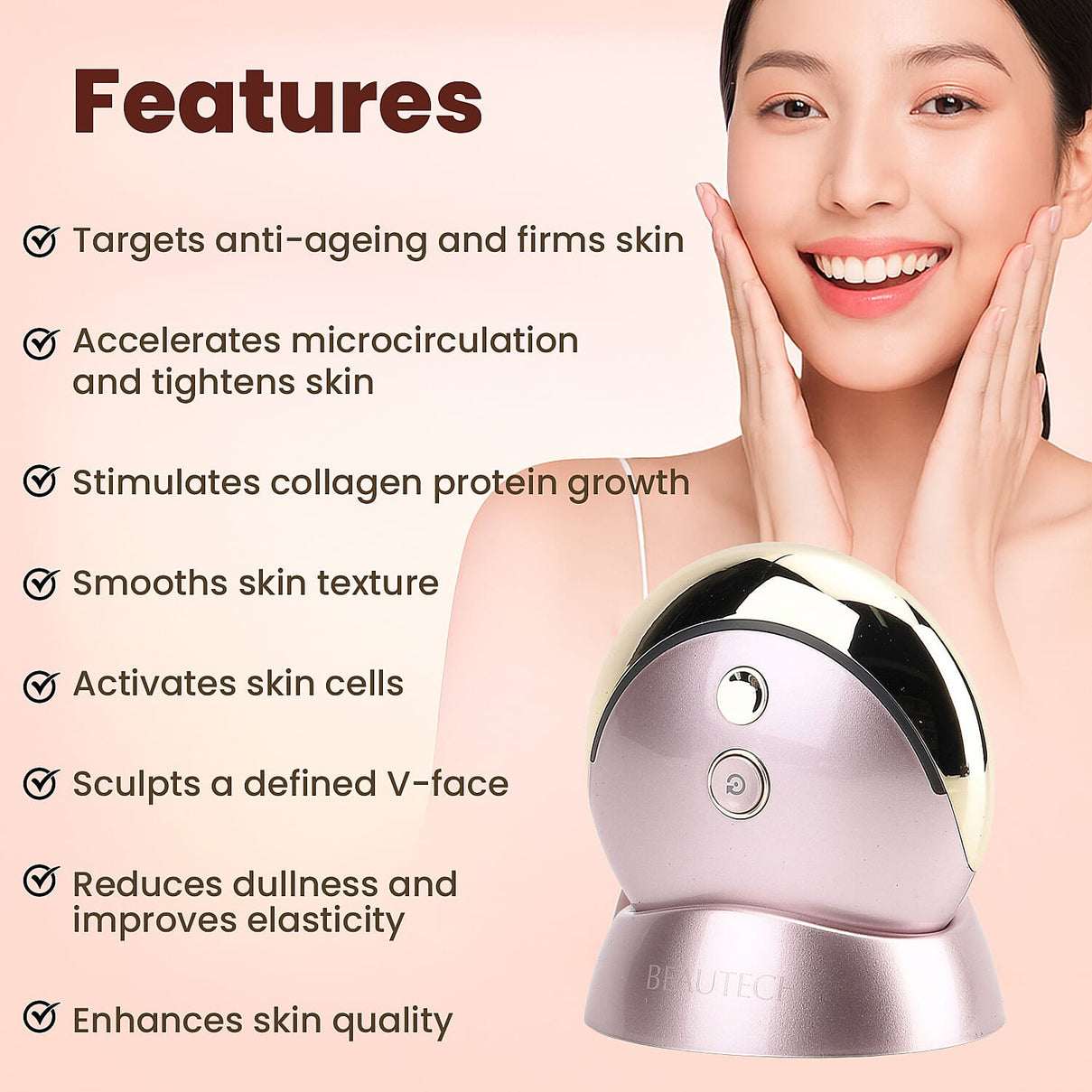 BEAUTECH RF-EMS Facial Beauty Device with LED Light Therapy 8019212 4