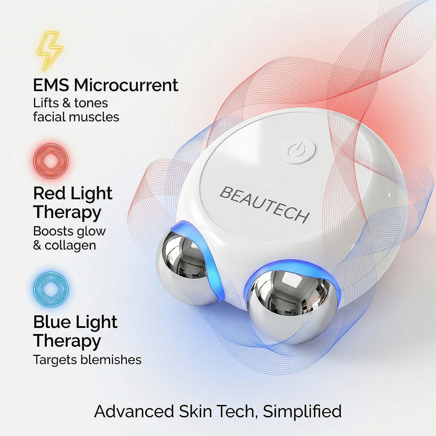 BEAUTECH - Mini EMS Facial Massager - Red &amp; Blue Light Therapy &amp; Type-C Rechargeable 8020573 2