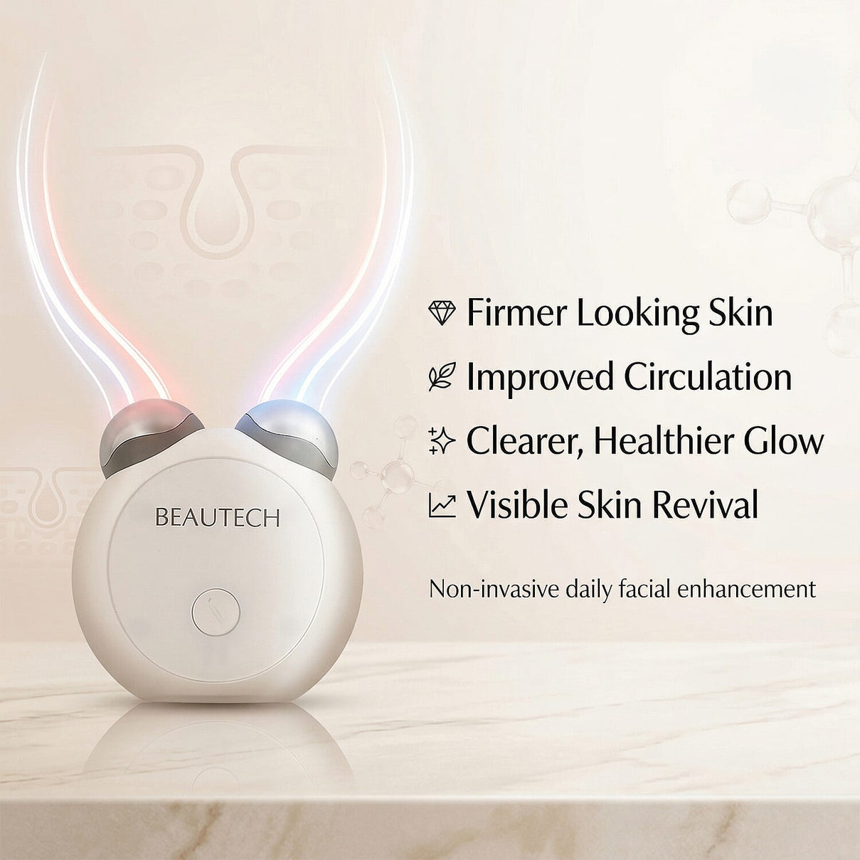 BEAUTECH - Mini EMS Facial Massager - Red &amp; Blue Light Therapy &amp; Type-C Rechargeable 8020573 3