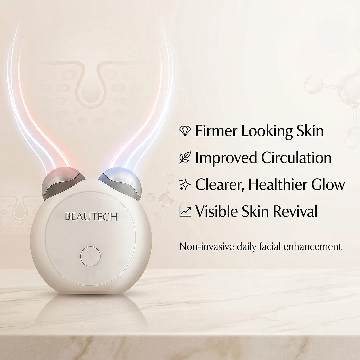 BEAUTECH - Mini EMS Facial Massager - Red &amp; Blue Light Therapy &amp; Type-C Rechargeable 8020573 3