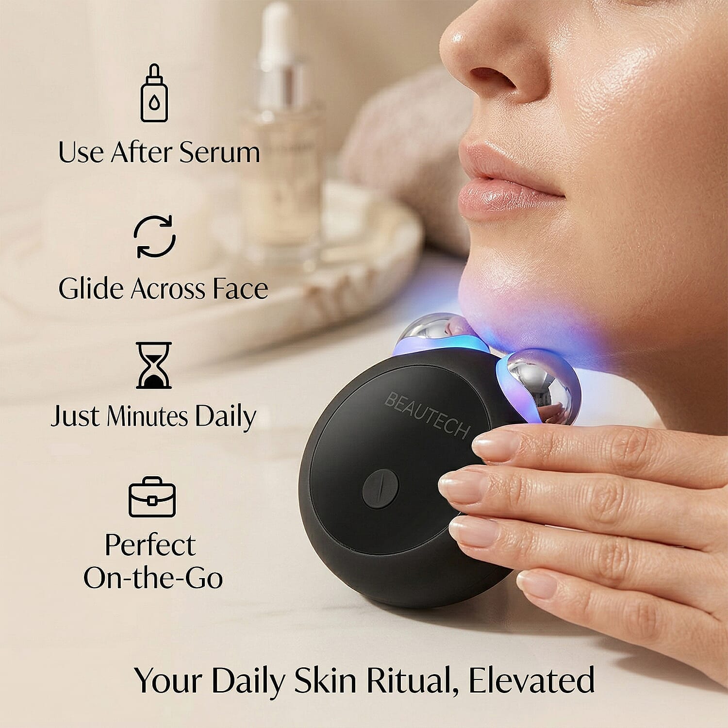 BEAUTECH Mini EMS Facial Massager - Red &amp; Blue Light Therapy &amp; Type-C Rechargeable (Black Matt) 8020574 4