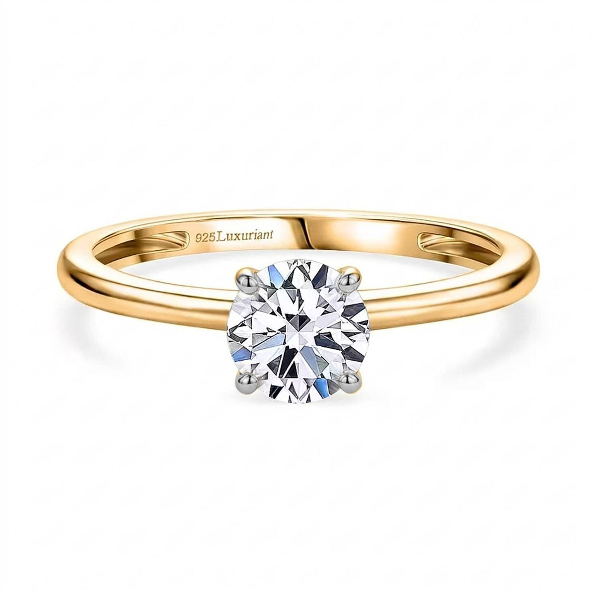 LUXURIANT Lab Grown Diamond (SI G/H) Solitaire Ring in 18K Vermeil Yellow Gold Plated Sterling Silver 8028324 0