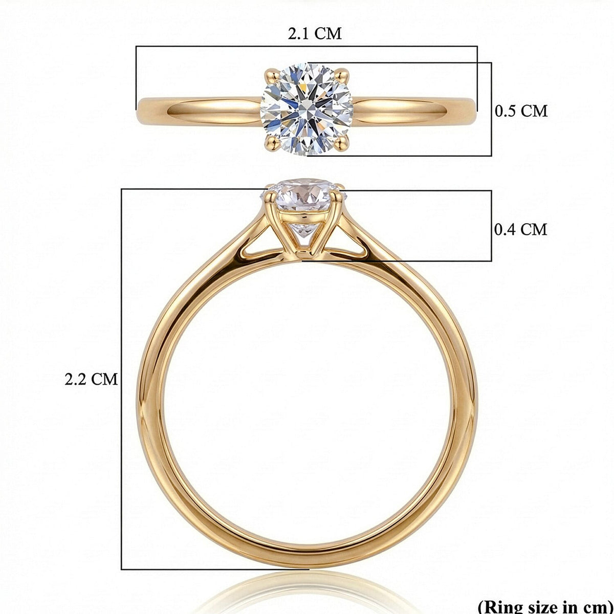 LUXURIANT Lab Grown Diamond (SI G/H) Solitaire Ring in 18K Vermeil Yellow Gold Plated Sterling Silver 8028324 6