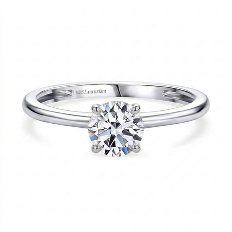 LUXURIANT 0.5 Ct. Lab Grown Diamond Solitaire Ring in Rhodium Overlay Sterling Silver (SI-GH) 8028333 1