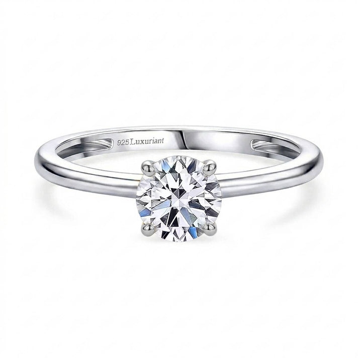 LUXURIANT 0.5 Ct. Lab Grown Diamond Solitaire Ring in Rhodium Overlay Sterling Silver (SI-GH) 8028333 1