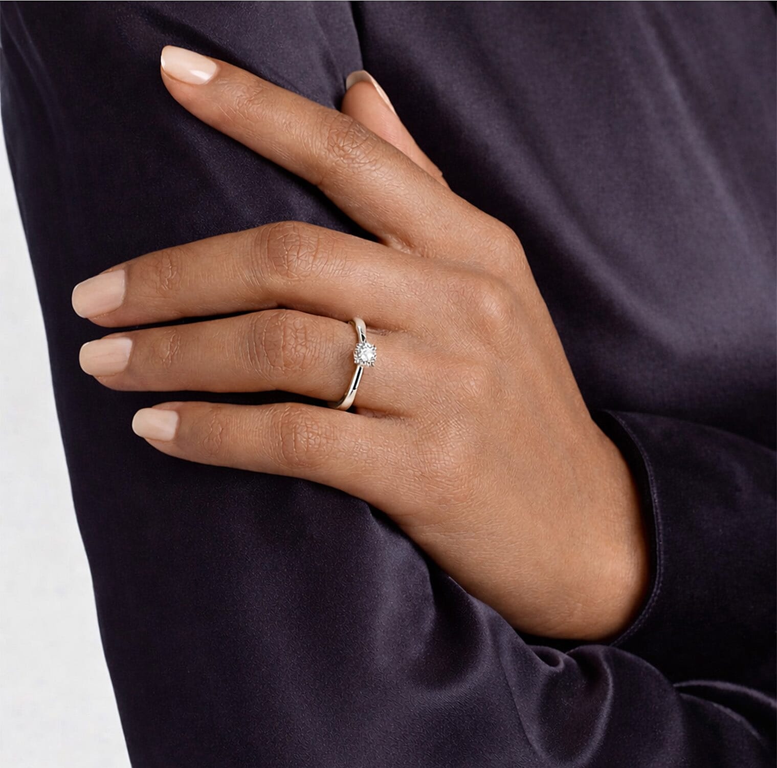 LUXURIANT 0.5 Ct. Lab Grown Diamond Solitaire Ring in Rhodium Overlay Sterling Silver (SI-GH) 8028333 2
