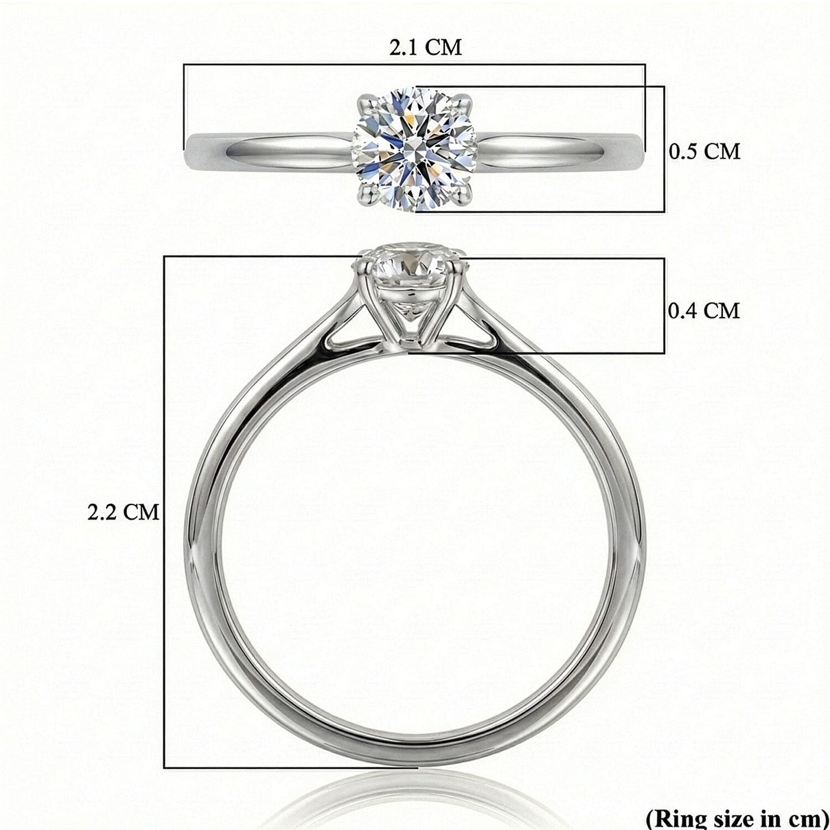 LUXURIANT 0.5 Ct. Lab Grown Diamond Solitaire Ring in Rhodium Overlay Sterling Silver (SI-GH) 8028333 7