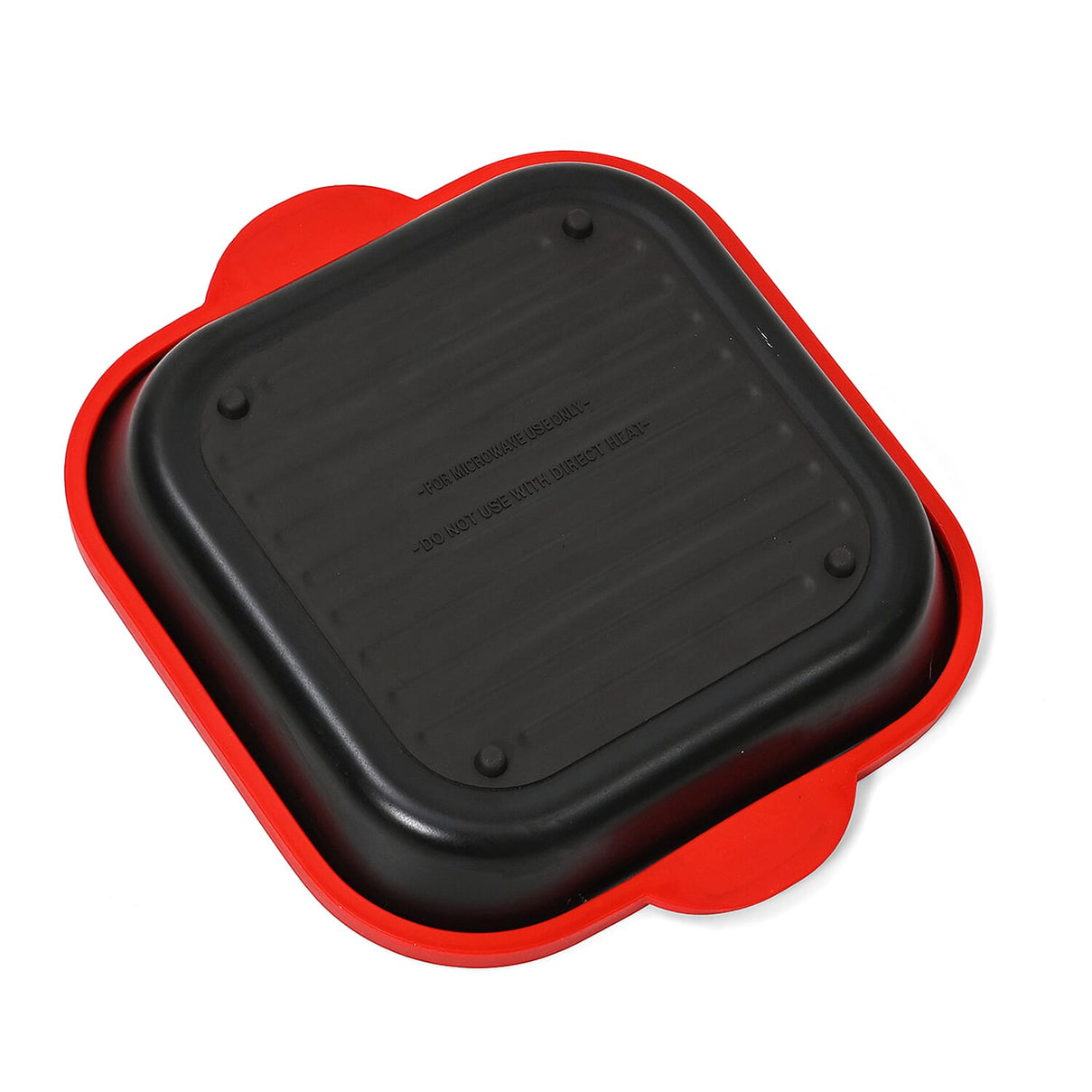 Microwave Pan - Non-Stick Silicone &amp; Glass Cookware with Grilling Ridges - Red 8051895 5