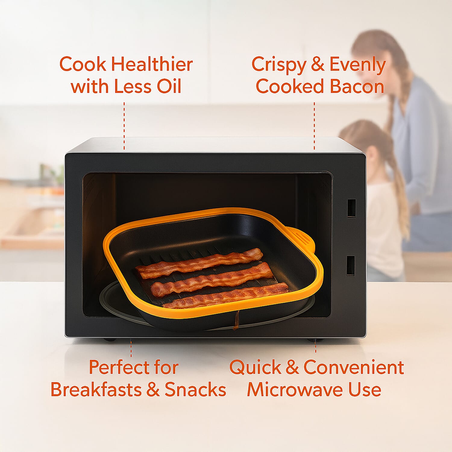 One Time Deal- Microwave Pan - Non-Stick Silicone &amp; Glass Cookware with Grilling Ridges - Yellow V32515102 2