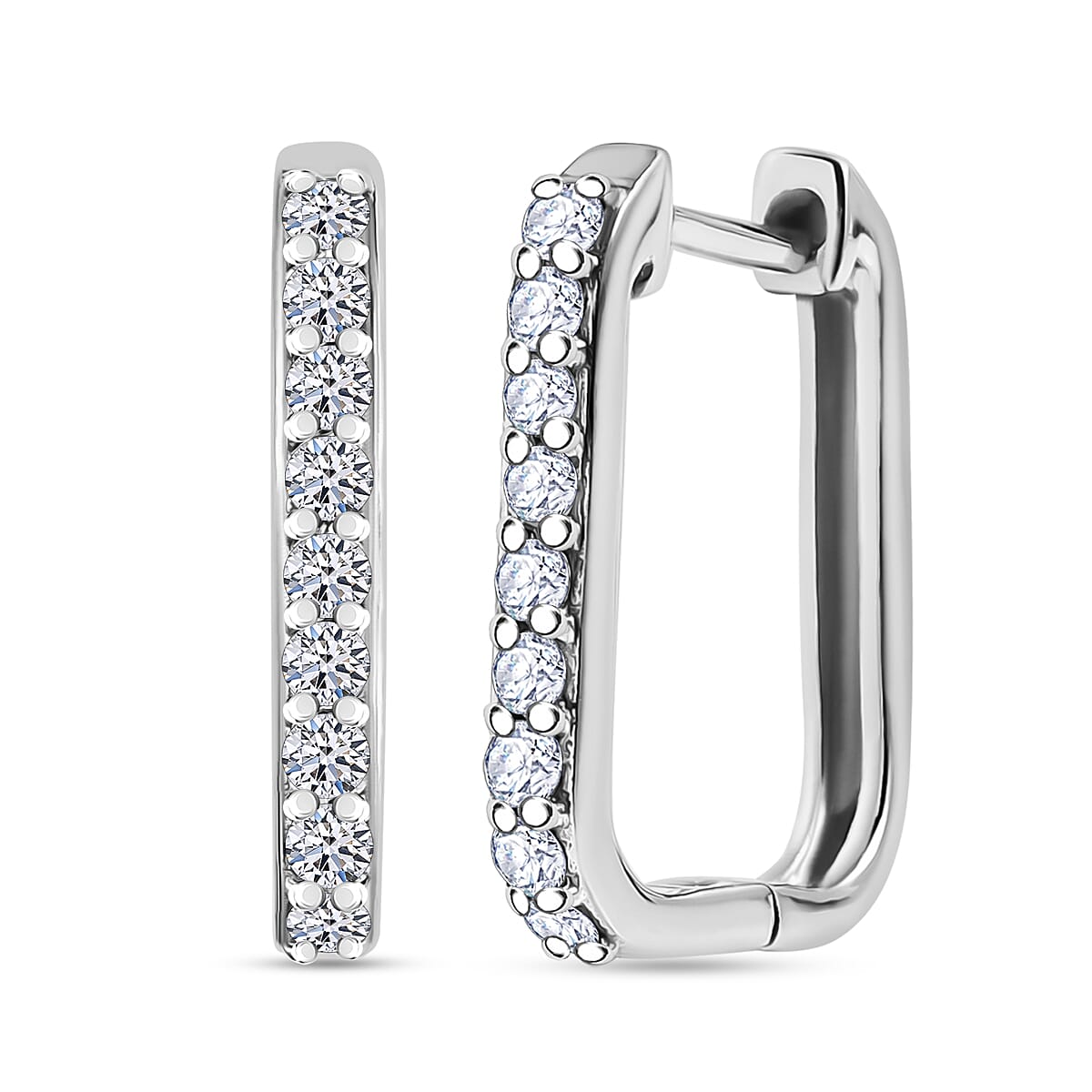 LUXURIANT Lab Grown Diamond SI GH Hoop Earring in Rhodium Overlay Sterling Silver 0.47 Ct. 8052812 0