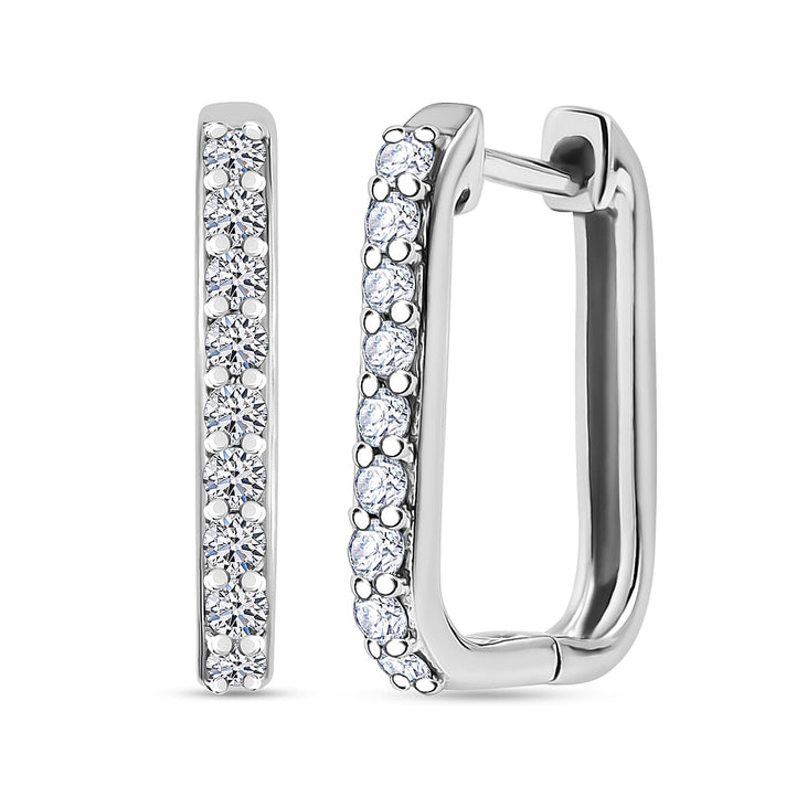 LUXURIANT Lab Grown Diamond SI GH Hoop Earring in Rhodium Overlay Sterling Silver 0.47 Ct. 8052812 1