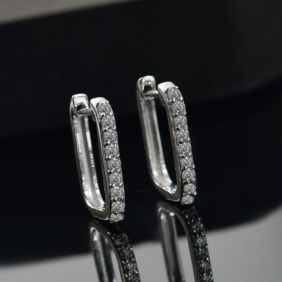 LUXURIANT Lab Grown Diamond SI GH Hoop Earring in Rhodium Overlay Sterling Silver 0.47 Ct. 8052812 2