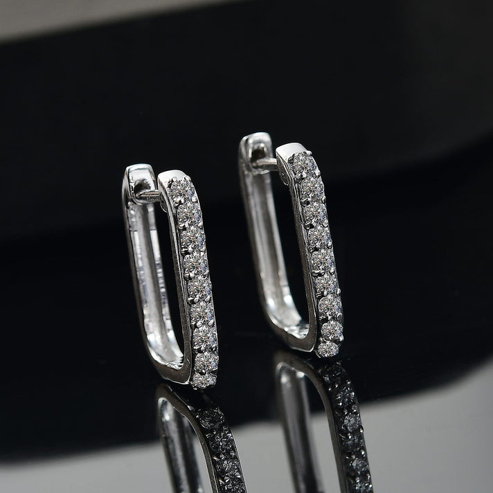 LUXURIANT Lab Grown Diamond SI GH Hoop Earring in Rhodium Overlay Sterling Silver 0.47 Ct. 8052812 2