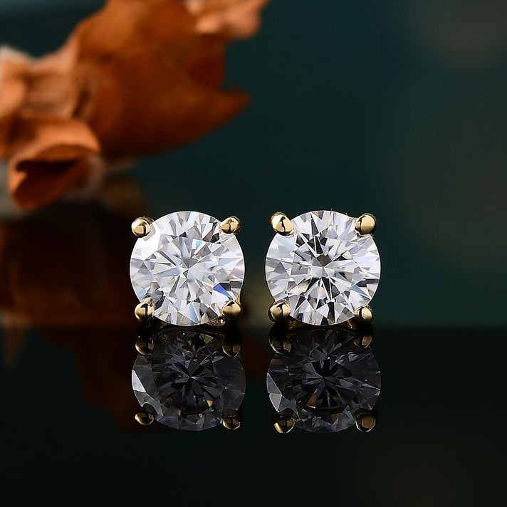 Moissanite Solitaire Stud Earrings with Push Back in 18K Vermeil Yellow Gold Plated Sterling Silver 8054193 2