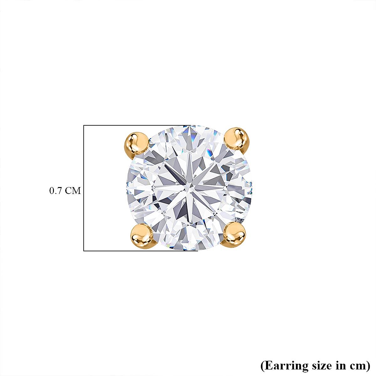 Moissanite Solitaire Stud Earrings with Push Back in 18K Vermeil Yellow Gold Plated Sterling Silver 8054193 5