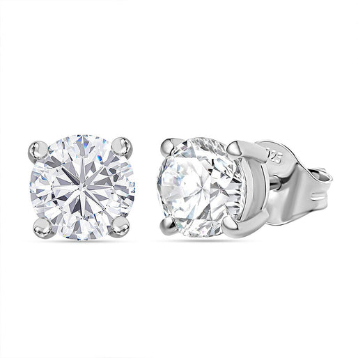 Moissanite Earring with Push Back in Sterling Silver 1.88 Ct.