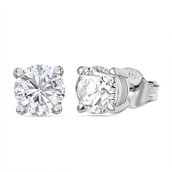 Moissanite Solitaire Stud Earrings in Rhodium Overlay Sterling Silver 1.88 Ct. 8054194 1
