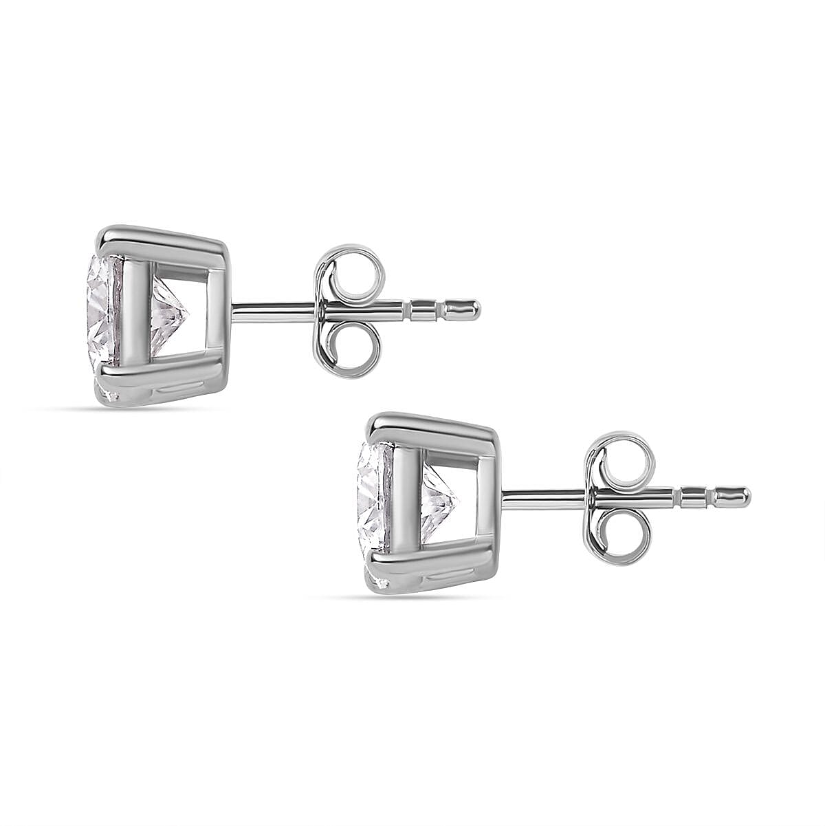 Moissanite Solitaire Stud Earrings in Rhodium Overlay Sterling Silver 1.88 Ct. 8054194 4