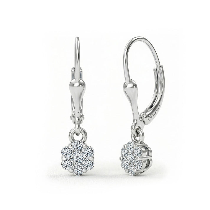 LUXURIANT 0.5 Ct. Lab Grown Diamond Cluster Earrings in Rhodium Overlay Sterling Silver 8057449 1