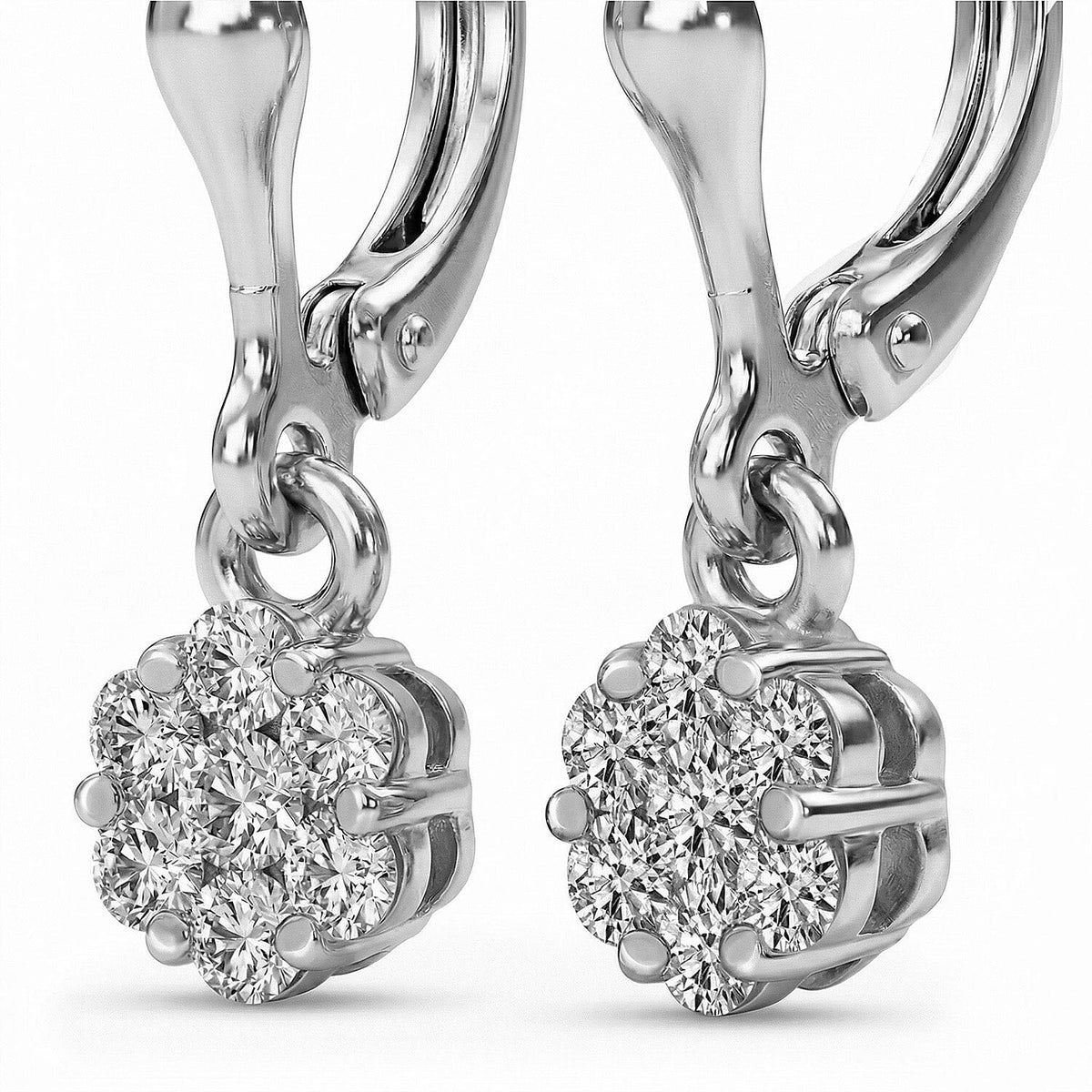 LUXURIANT Lab Grown Diamond SI G-H Drop Earring with Lever Back in Rhodium Overlay Sterling Silver 8057449 4