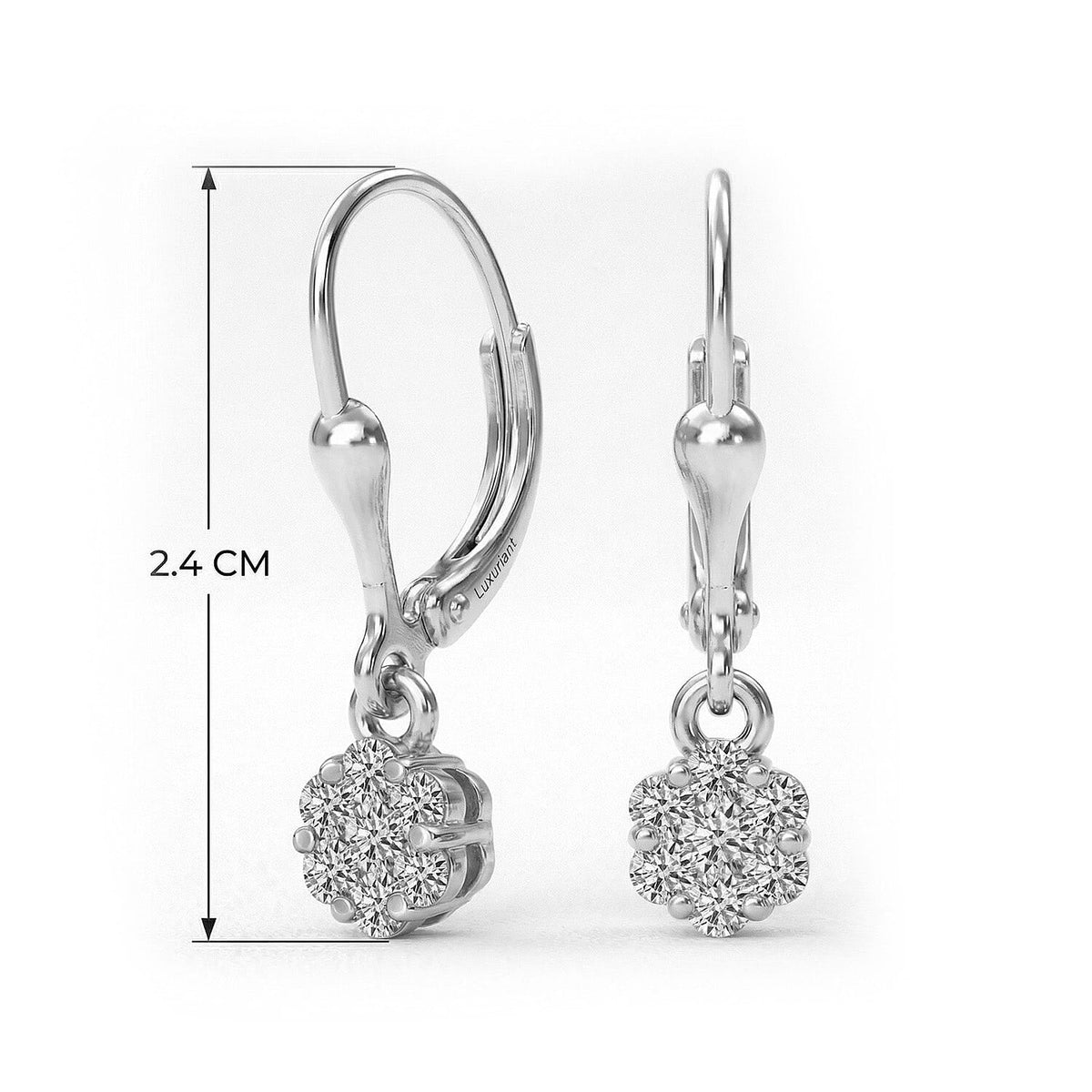 LUXURIANT Lab Grown Diamond SI G-H Drop Earring with Lever Back in Rhodium Overlay Sterling Silver 8057449 8