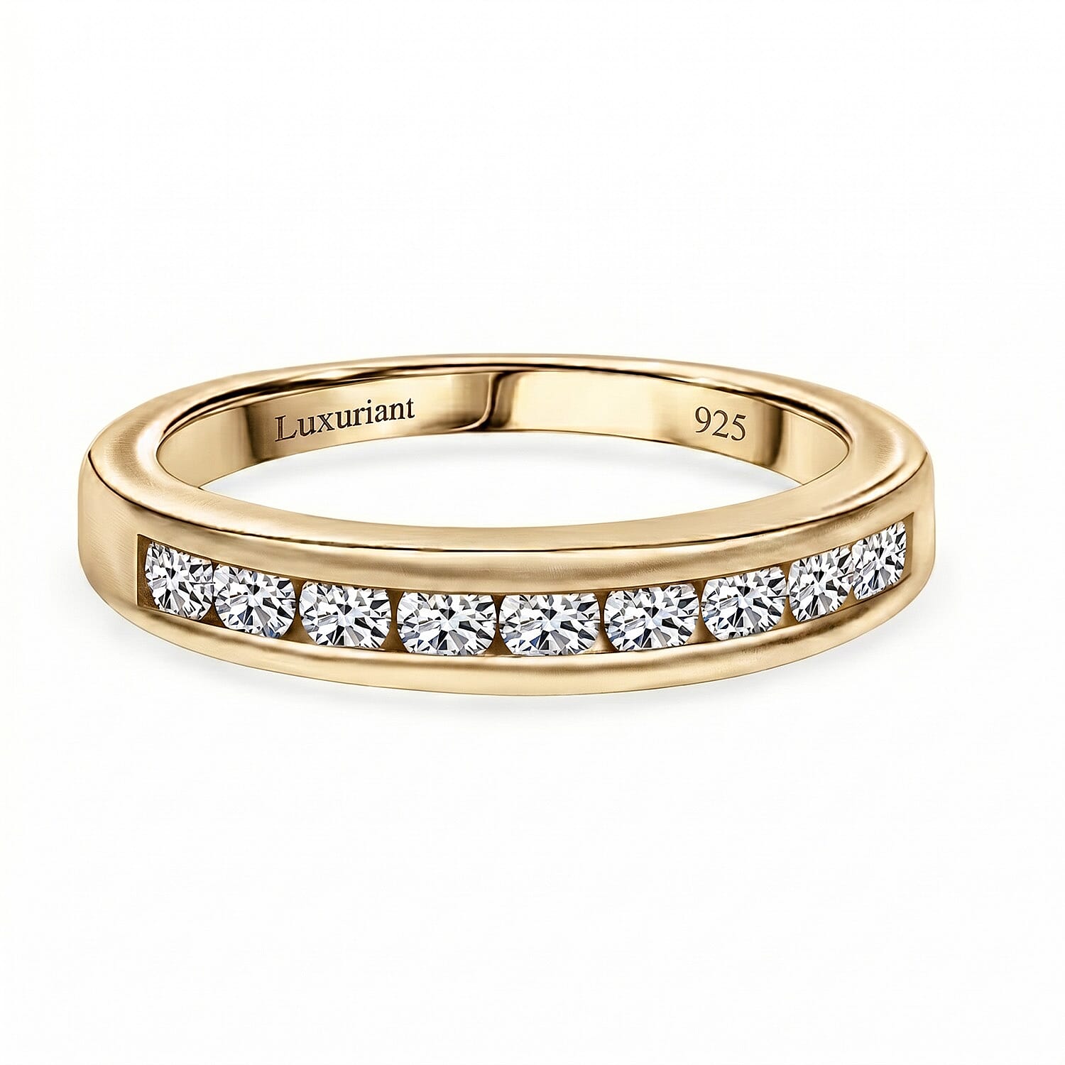 LUXURIANT 0.5 Ct. Lab Grown Diamond Half Eternity Band Ring in 18K Vermeil Yellow Gold Plated Sterling Silver (SI-GH) 8060407 0