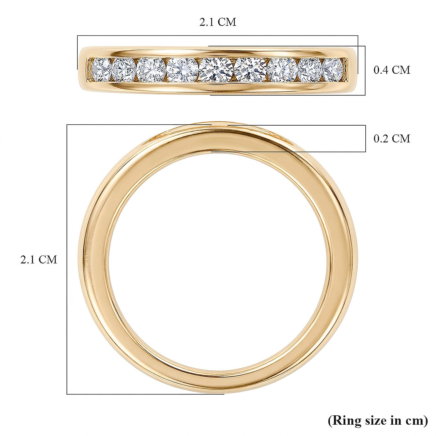 LUXURIANT 0.5 Ct. Lab Grown Diamond Half Eternity Band Ring in 18K Vermeil Yellow Gold Plated Sterling Silver (SI-GH) 8060407 7