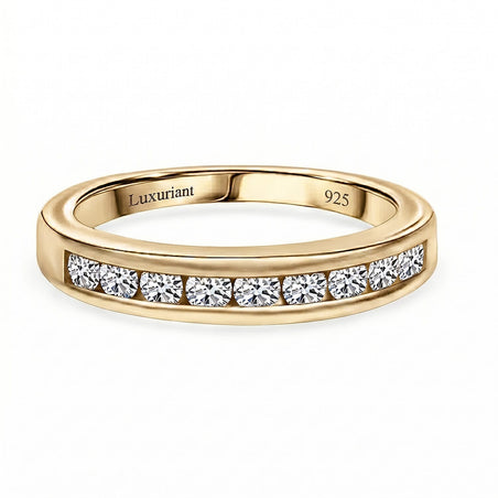 LUXURIANT 0.5 Ct. Lab Grown Diamond (SI GH) Half Eternity Band Ring in 18K Vermeil Yellow Gold Plated Sterling Silver 8060408 1