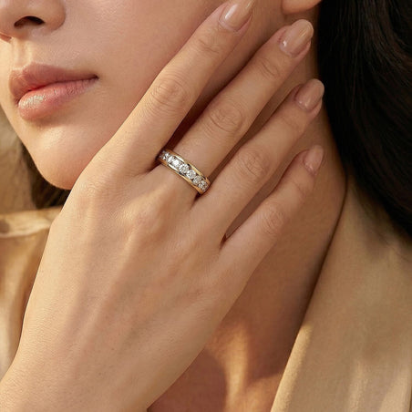 LUXURIANT 0.5 Ct. Lab Grown Diamond (SI GH) Half Eternity Band Ring in 18K Vermeil Yellow Gold Plated Sterling Silver 8060408 2