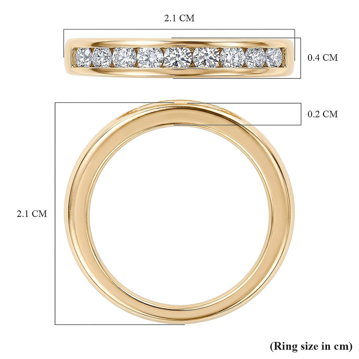 LUXURIANT 0.5 Ct. Lab Grown Diamond (SI GH) Half Eternity Band Ring in 18K Vermeil Yellow Gold Plated Sterling Silver 8060408 7