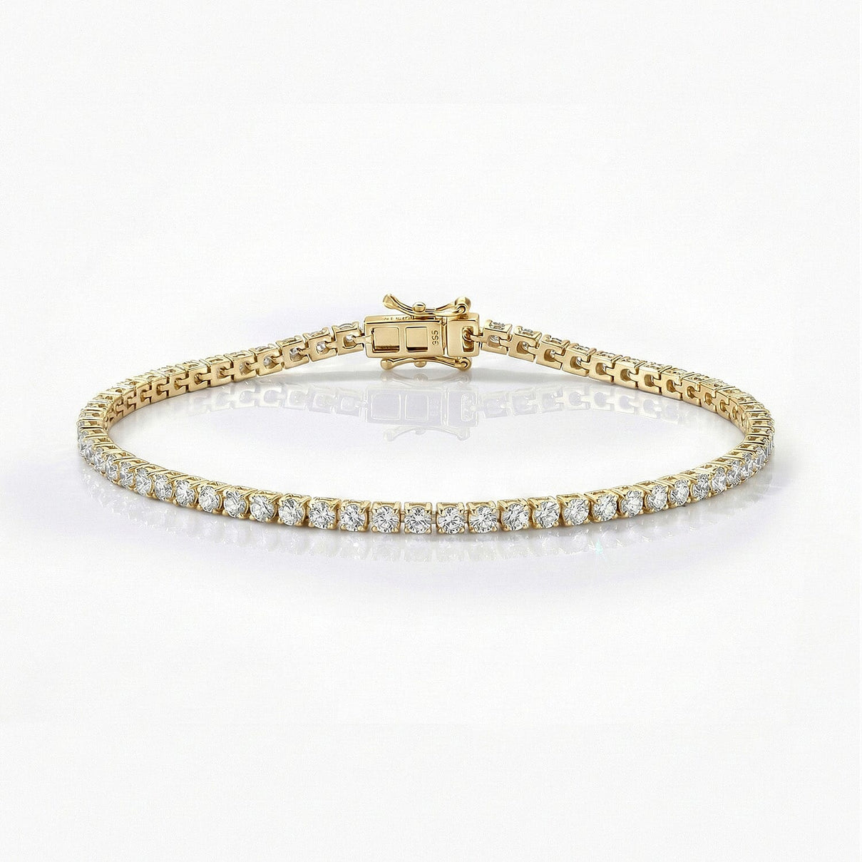 D'Joy 5 Ct. Moissanite Eternal Sparkle Tennis Bracelet with GB Box Clasp in 18K Vermeil Yellow Gold Overlay Sterling Silver 7 Inch 8061361 0