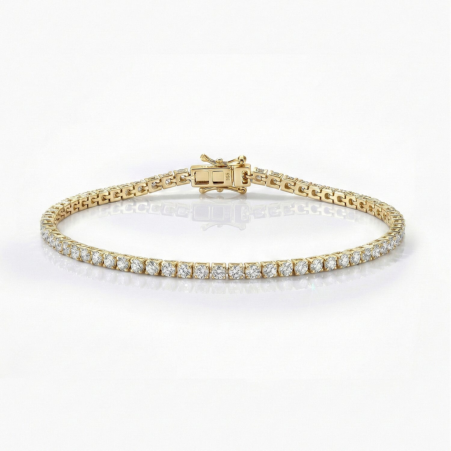 D'Joy 5 Ct. Moissanite Eternal Sparkle Tennis Bracelet with GB Box Clasp in 18K Vermeil Yellow Gold Overlay Sterling Silver 7 Inch 8061361 0