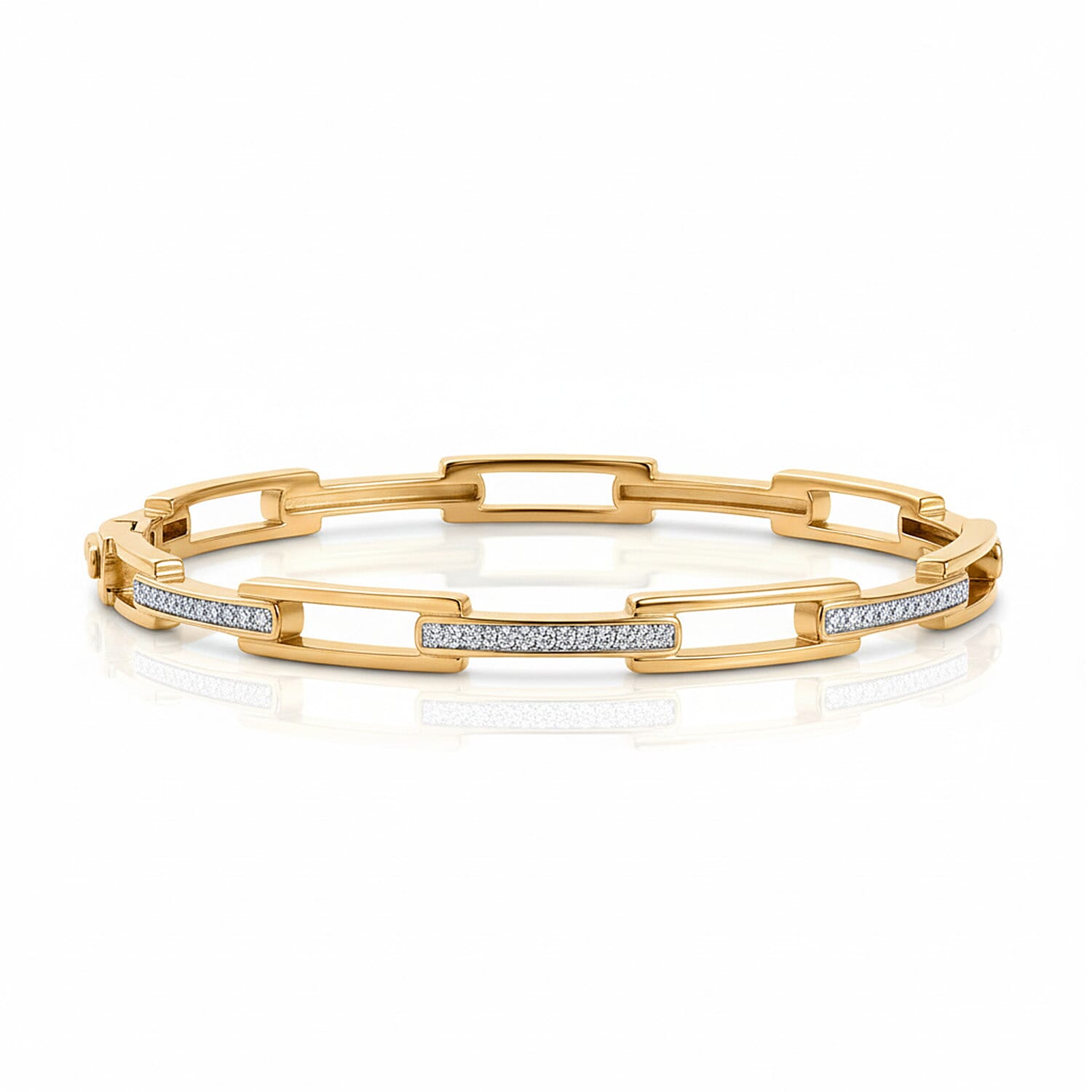 LUXURIANT Lab Grown Diamond Slim Link Bangle in 18K Yellow Gold Vermeil Sterling Silver 8062831 0