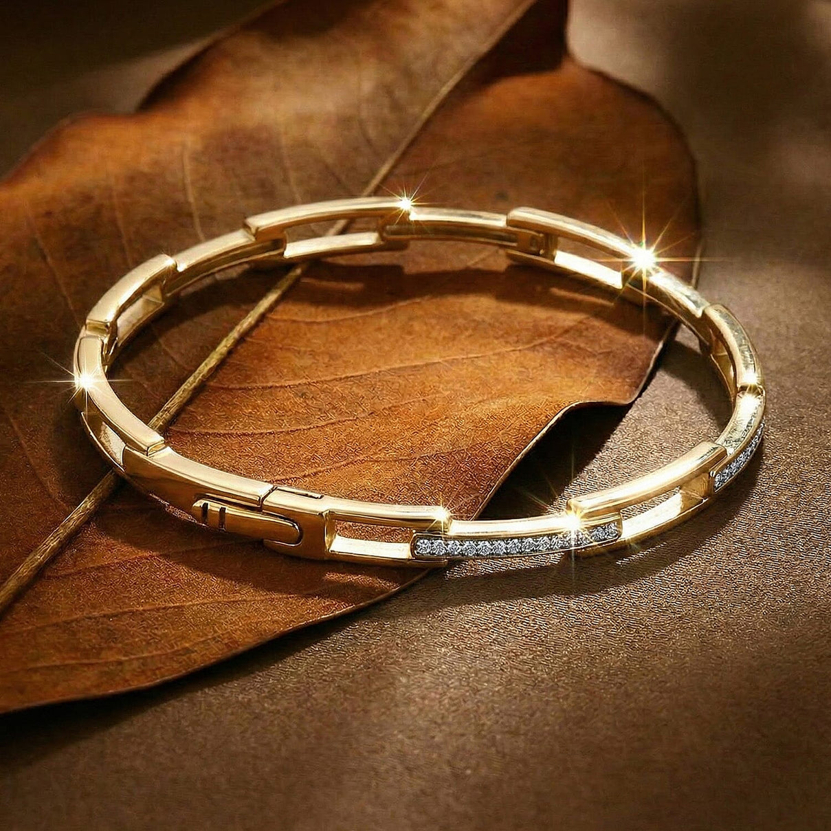 LUXURIANT Lab Grown Diamond Slim Link Bangle in 18K Yellow Gold Vermeil Sterling Silver 8062831 6