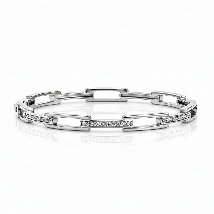 LUXURIANT 0.2 Ct. Lab Grown Diamond SI G-H Openable Bangle (Size 7.5) in Rhodium Overlay Sterling Silver 8062832 1