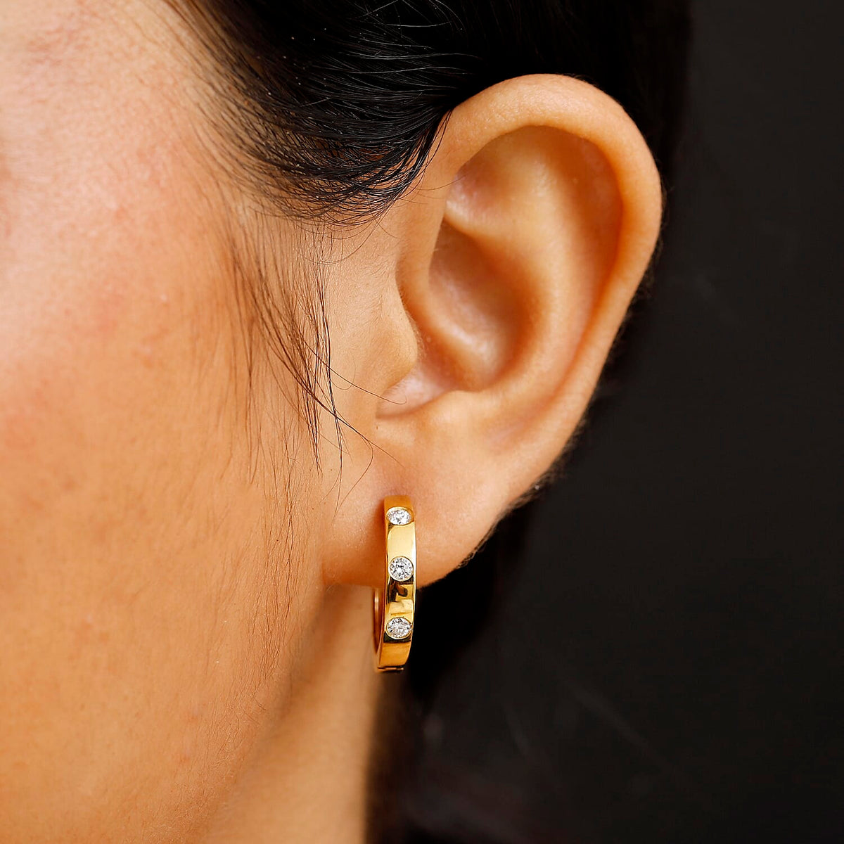 LUXURIANT Lab Grown Diamond (SI G/H) Hoop Earrings in 18K Vermeil Yellow Gold Plated Sterling Silver 8063871 3